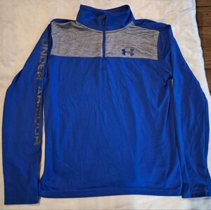 Under Armour Long Sleeve Boy's Blue and Gray Half Zip Pullover Size Large